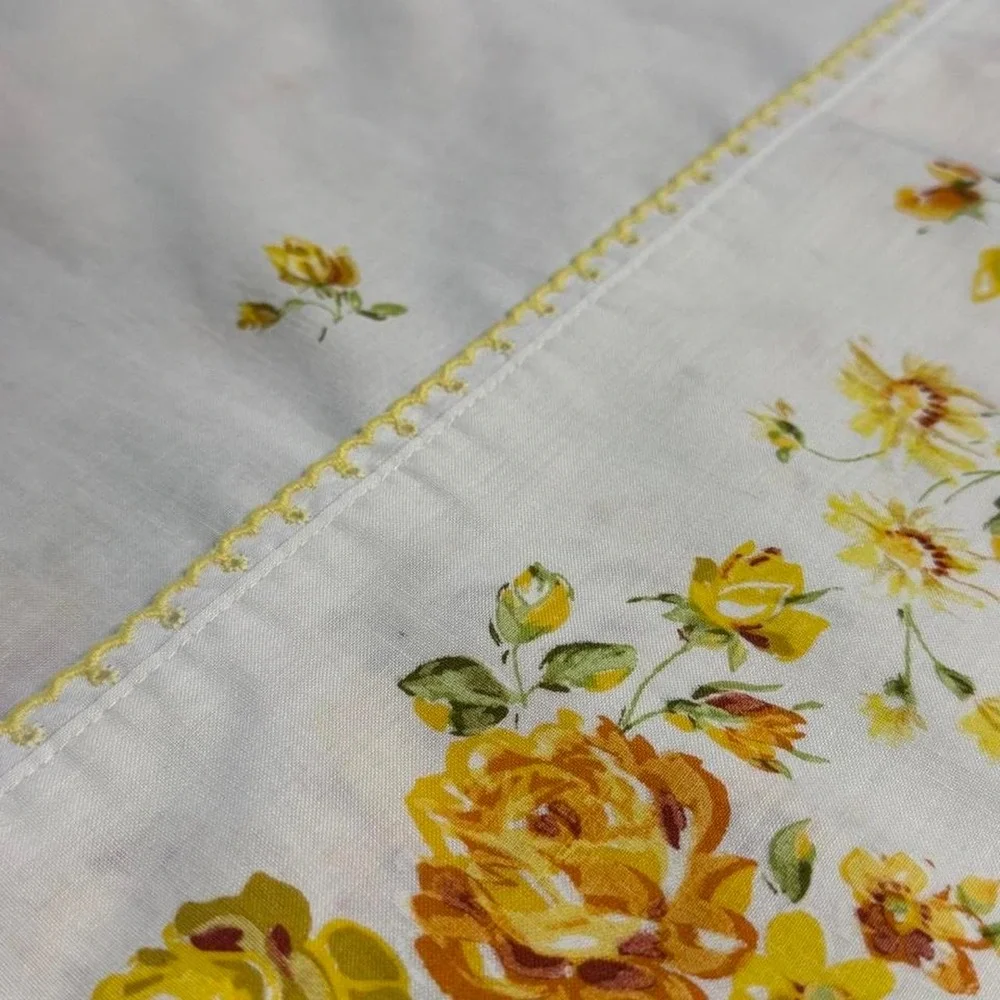 Vintage jc penny fashion manor yellow rose king size pillowcase